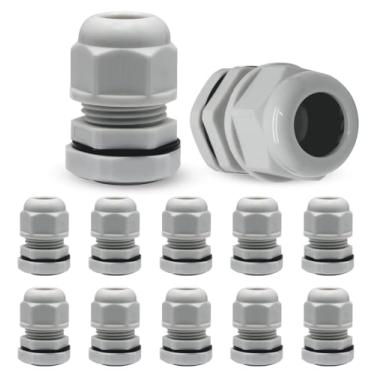 Imagem de Kyuionty 12 peças de glândulas de cabo de nylon NPT 1/5.1 cm, conector de cabo de alívio de tensão cinza IP68 caixa de junção à prova d'água protetores de fio ajustáveis para cabo de 6-12 mm de