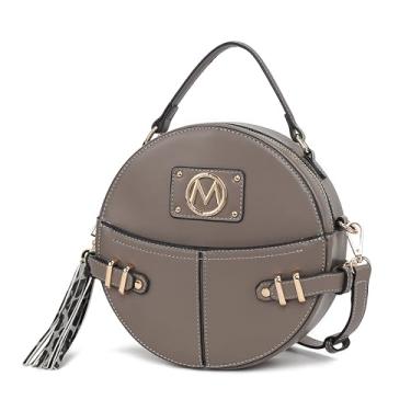 Imagem de MKF Collection Bolsas transversais redondas para mulheres e bolsas, bolsa de mão de couro PU bolsa carteiro lateral pequena, Gayle Gray, Medium