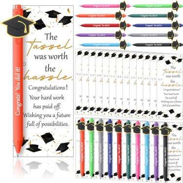Imagem de MotiMind 50 conjuntos de canetas esferográficas de formatura classe de 2025 presentes em massa para formatura com cartões motivacionais lembrancinhas de festa para universidade, faculdade, ensino