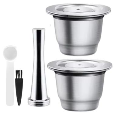 Imagem de Cápsula Inox Reutilizável Kit 02 cápsula espresso + 1 Tamper, Cápsulas de café recarregáveis de aço inoxidável compativel com cafeteira - CITIZ C112 - CREATISTA PLUS - ESSENZA MINI C30 - INISSIA C40