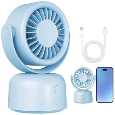 Imagem de Ventilador de mesa, ventilador oscilante pequeno para quarto, ventiladores de mesa de 4,4 polegadas silenciosos, ferramenta de circulação de ar de mesa com 3 velocidades, USB recarregável para