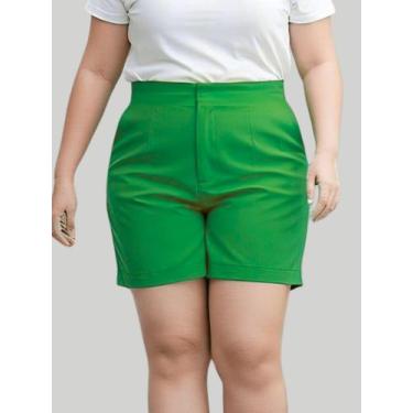 Imagem de Kit 2 Shorts Feminino Plus Size em Alfaiataria Cintura Alta e Modelage