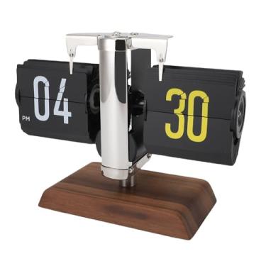 Imagem de Relógio de Mesa de Flip -Flip, 12 Horas Exibir Relógio Digital de Relógio Mecânico Automático Relógio retrô Grande Número Flip de Mesa Decoração Com Base de Madeira para Cafés de