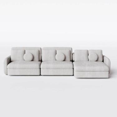 Imagem de Sofá Denver Retrátil e Reclinável 3,94m em Boucle Alaska Natural - Hom