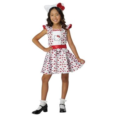 Imagem de Vestido Pop Hello Kitty, fantasia infantil, Branco/Vermelho, P