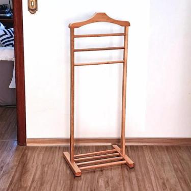 Imagem de Cabideiro Mancebo Arara De Roupas De Chão De Madeira Premium - AMovele