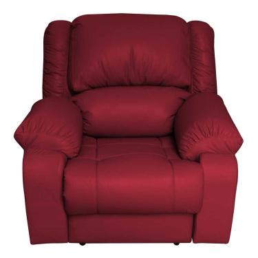 Imagem de Poltrona do Papai Reclinável Manual Couro Vermelho Gran Belo