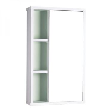 Imagem de Armário com Espelho para Banheiro Milano Branco e Menta