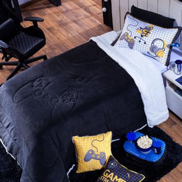 Imagem de Coberdrom Preto Solteiro 02 Peças Dupla Face Sherpa E Manta