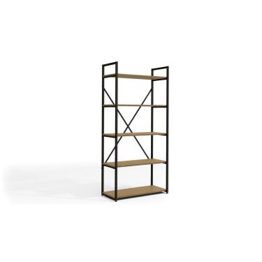 Imagem de Estante Alta 5 Prateleiras Kappesberg Freijó/preto Fosco