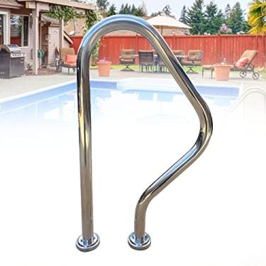 Imagem de Trilho de mão de piscina para piscina enterrada, corrimão de piscina com base de montagem rápida, corrimão à prova de ferrugem no deck de spa Carga máxima 118 kg
