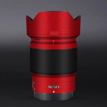 Imagem de Para Nikon Z 50mm F1.8S Adesivo de Lente de Câmera Revestimento Película Protetora Protetor Corporal Decalque Skin 50 1.8 (Couro Vermelho
