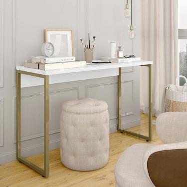 Imagem de Escrivaninha 1,20m Estilo Industrial Cayman Dourado/branco - M.a