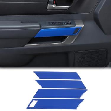 Imagem de Aunginsy Capa de acabamento de painel de porta interna de carro compatível com Toyota Tundra 2022 /Sequoia 2023 Tampa de proteção do painel da maçaneta da porta traseira do carro acessórios de