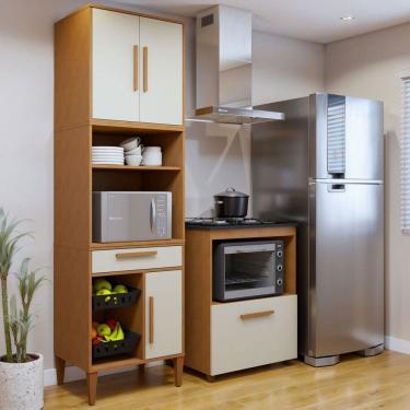 Imagem de Cozinha Compacta João Pessoa 4 Portas 1 Gaveta Natural - Kaiki Móveis