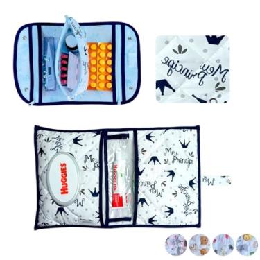 Imagem de Farmacinha Necessaire Porta Remédios Portátil + Porta Fraldas, lenço Umedecido e Pomada Menina MeninoPara Bebê(MEU PRINCIPE MARINHO)