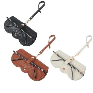 Imagem de Bolsa de maquiagem de sol de couro macio, porta-luvas portáteis Bolsa de maquiagem de sol com pulseira, estojo organizador de vidro fino " (3 pacotes)