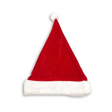 Imagem de Gorro de Papai Noel em Veludo, Vermelho e Branco, 40cm x 29cm, Poliéster