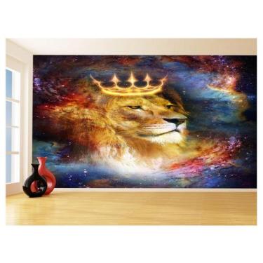 Imagem de Papel De Parede 3D Animais Leão Rosto Estrelas 3,5M Anm445 - Você Deco