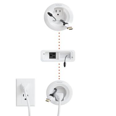 Imagem de Echogear O kit de energia para TV e barra de som na parede esconde com segurança os cabos atrás da parede – Inclui gerenciamento de cabos de baixa tensão para ocultar todos os fios de TV e soundbar