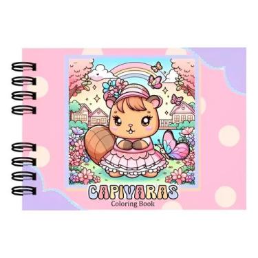 Imagem de Livrinho Para Colorir Capivaras Cute Capa Dura Cor:Rosa - Innovare E-C