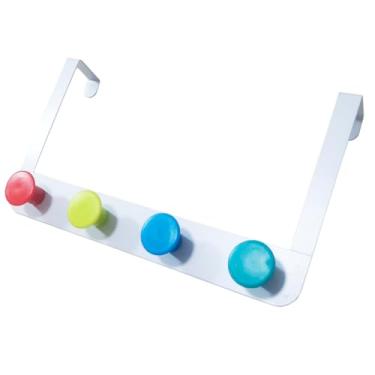 Imagem de Cabide De Porta Cabideiro Mancebo Suspenso 4 Pinos Arara de Roupas Toalhas Casacos Calças (Colorido)