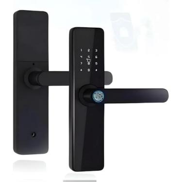 Imagem de Fechadura Eletronica Digital Biométrica Inteligente Senha Chave Biometria App Bluetooth