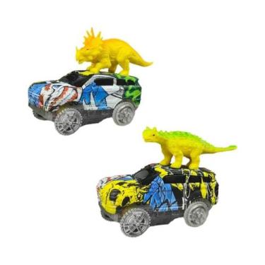 Imagem de Conjunto De Pista De Corrida De Dinossauro Elétrico Carro De Luz De Fl