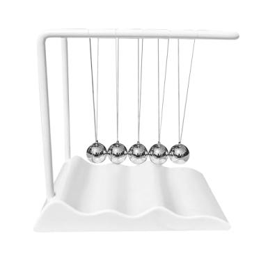 Imagem de Ioensy Berço de, bolas de pêndulo, brinquedo de mesa, bolas de balanço educacionais decorativas, gadget de física para quarto, escritório, decoração, Branco