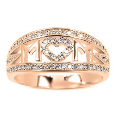 Imagem de Savlano Anel feminino memorável de coração de zircônia cúbica banhado a ouro 18K, Cristal, Zircônia cúbica