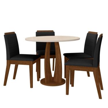 Imagem de Sala De Jantar Redonda Fontana Com 4 Cadeiras Freijo/off/preto - M.a