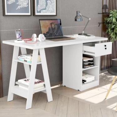 Imagem de Escrivaninha Com 2 Prateleiras Juan Branco