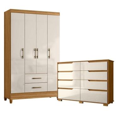 Imagem de Guarda Roupa Solteiro Paraty E Cômoda Georgia Freijó Off White - Moval