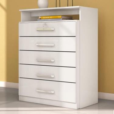 Imagem de Cômoda Hanna 5 Gavetas Com Chave Branco