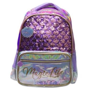 Imagem de Mochila Infantil Magic Life Concha Lantejoula Nova Rio - Xeryus, Roxo
