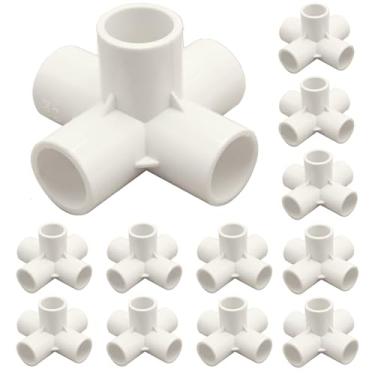 Imagem de SYOWADA 12 peças de acessórios de PVC de 5 vias, 3/10.2 cm, conectores de tubulação de móveis resistentes, acessórios de canto de cotovelo para construção de móveis, estrutura de armazenamento de