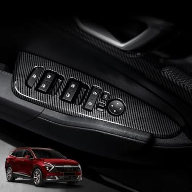 Imagem de Cnaurda Tampa do painel de interruptor de janela do carro fechadura lateral botão de controle de elevação moldura painel protetor adesivo de acabamento compatível com Kia Sportage 2023-2025 (padrão de