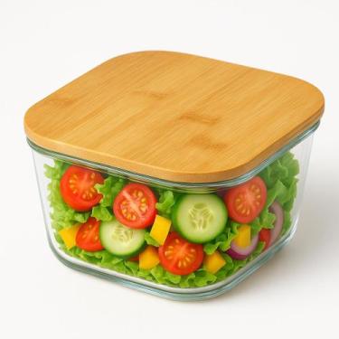 Imagem de Pote Hermético Bamboo 800Ml - Recipiente de Vidro Snel Home, único
