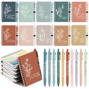 Imagem de Kosiz Diários de oração cristã a granel inclui caderno espiral com caneta esferográfica bíblica, estampa de flor, bloco de notas religioso para mulheres, conjunto de bíblia de volta às aulas (cor