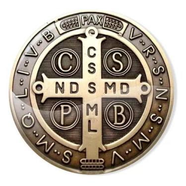 Imagem de Adesivo Medalha De São Bento Envelhecido Resinado 10 Cm - SPTS