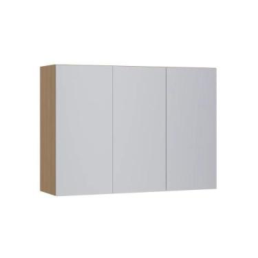 Imagem de Armário de Parede Modulado 120cm 3 Portas Slim Luciane, Freijó/Cinza C