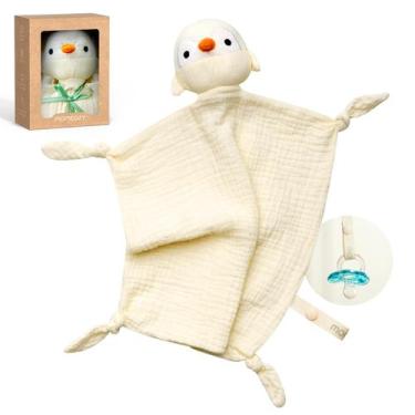 Imagem de Cobertor de segurança Momcozy Penguin Loveys para bebês amarelo