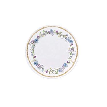 Imagem de Prato de sobremesa em porcelana, modelo Capri, Floral Chic, Ø 22 cm, Germer, Branco com detalhes azul e dourado