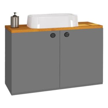 Imagem de Kit Gabinete Armário Banheiro Madri Com Cuba Cerâmica Tipo Vazo Sanitá