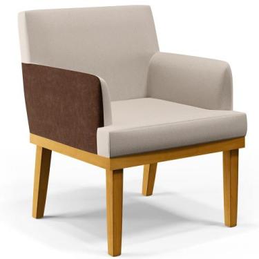 Imagem de Poltrona Decorativa Para Sala De Estar Recepção Beatriz W01 Linho Cru 