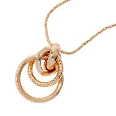 Imagem de DIAMANTIO Colar com pingente de vários anéis banhados a ouro 18 K - joia feminina com pingente circular em camadas