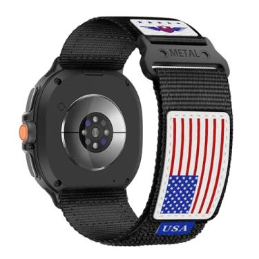 Imagem de Pulseira de nylon resistente para Samsung Galaxy Watch 8 de 40 mm e 44 mm/8 Classic 46 mm, masculina, feminina, macia, respirável, ajustável, estrelas, listras, bandeira para Galaxy Watch 8