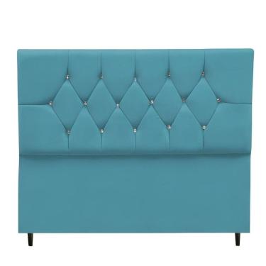 Imagem de Cabeceira Estofada Cama Casal Queen Size 160 Cm Suede Ayla Azul Turquesa