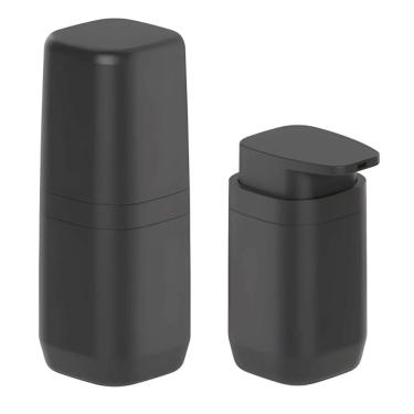 Imagem de Kit Banheiro 2pç Porta Escova de Dente + Dispenser Sabonete Líquido 380ml Preto - Aura Ou 