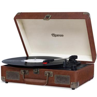 Imagem de Vitrola Raveo Sonetto Vintage Brown Toca Discos Bluetooth USB que reproduz e grava Bivolt
